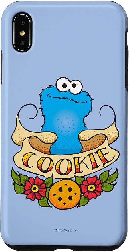 iPhone XS Max Sesame Street Cookie Monster Cookie Tattoo Case