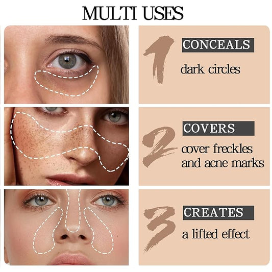 6 Colors Concealer Palette with Brush,Full Coverage,Cream Contouring Marks Scars