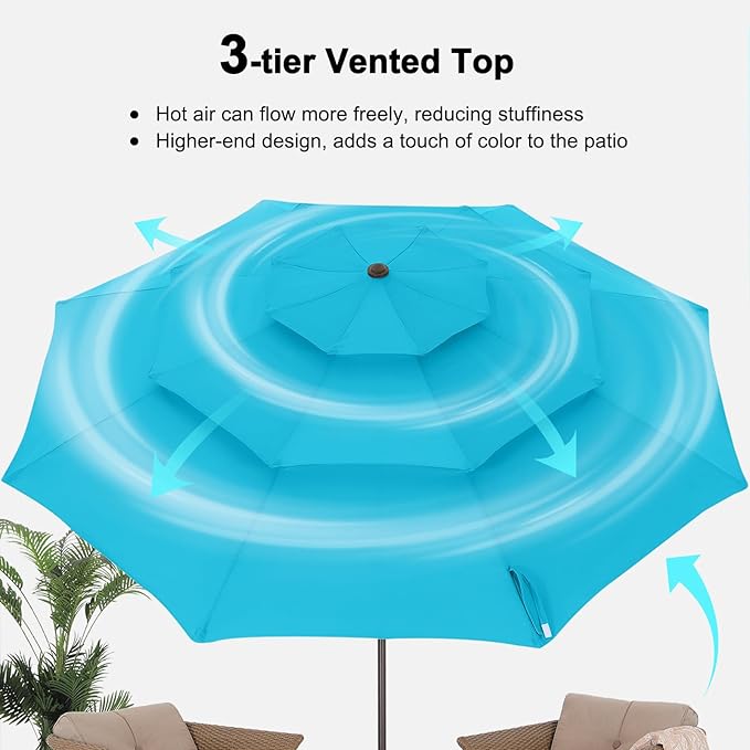 ABCCANOPY Patio Umbrellas 3 Tiers 11FT (Turquoise)