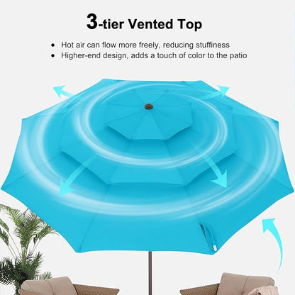 ABCCANOPY Patio Umbrellas 3 Tiers 10FT (Turquoise)