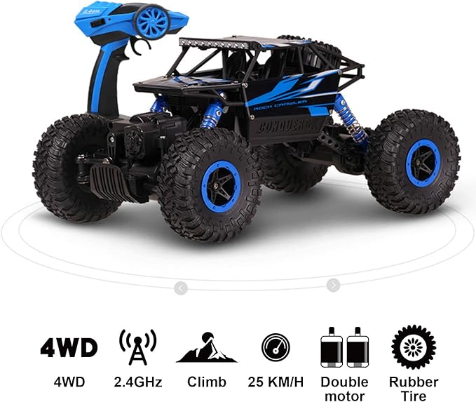 Cheerwing 1:18 Rock Crawler 2.4Ghz Remote Control Car 4WD Off Road RC Monster Truck 2 Battery (Blue)