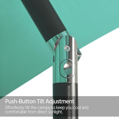 Yaheetech 7.5FT Patio Umbrella Outdoor Table Umbrella Canopy Market Umbrella with Push Button Tilt & Crank for Garden/Lawn/Deck/Backyard, 6 Ribs, Turquoise