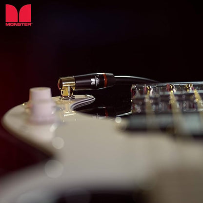 Monster Prolink Bass Instrument Cable – 12ft Right Angle to Straight Guitar Cable with 95% Copper Shielding
