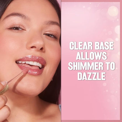 REVLON Super Lustrous Glimmer Gloss, Non-Sticky Lip Gloss, High-Shine Finish, Plant-Based Glitter, 009 Razz Beamy, 0.13 fl oz