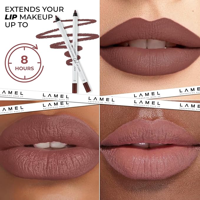 Matte Gel Lip Liner Pencil | Weightless & CreamyTexture - Sharpenable - Longwear & Waterproof - High Pigmented & Flawless Finish - Cruelty-free & Paraben-Free - 412, 1,7g/0.05oz. (Spicy Nude)