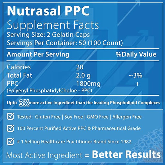 PhosChol PPC Polyenyl PhosphatidylCholine Choline Supplement 900mg 100 Gelatin Capsules