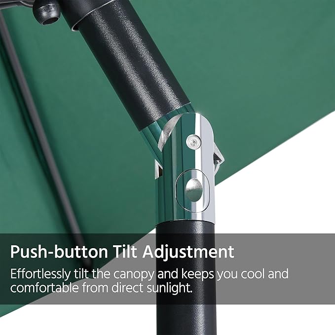 Yaheetech 11FT Patio Umbrella Outdoor Market Table Umbrella with Push Button Tilt & Crank for Garden/Lawn/Deck/Backyard/Pool/Beach, 8 Ribs, Dark Green