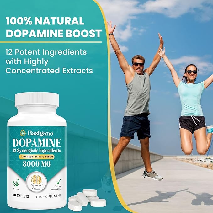 Natural Dopamine Supplement - Gluten-Free - 90 Tablets(Pack of 2)