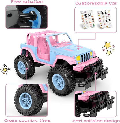 NQD Remote Control Car for Kids 1:16 Scale 80 Min Play 2.4Ghz Off Road RC Trucks with Stickers Toy Car Gift for Girls 3 4 5 6 Year Old
