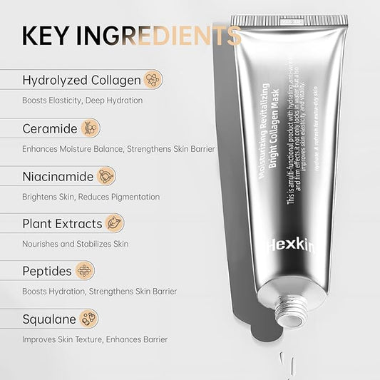 Collagen Peel Off Facial Mask beneficial ingredients collagen, peptides, squaline, ceramides that promotes skin hydration while leaving the skin feeling smooth,korean care 2.82oz.
