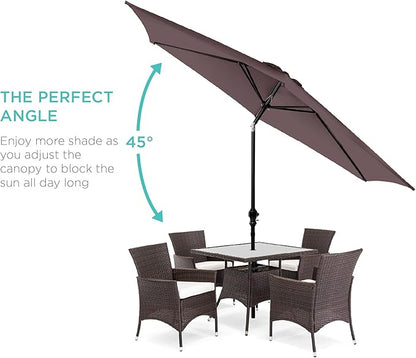 Best Choice Products 10ft Outdoor Steel Polyester Market Patio Umbrella w/Crank, Easy Push Button, Tilt, Table Compatible - Deep Taupe