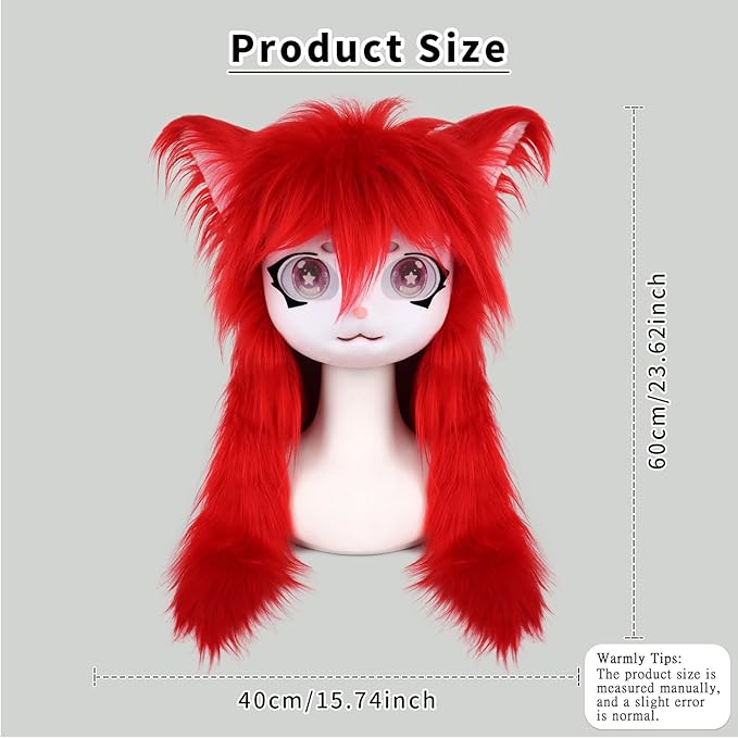 JUNBOON Furry Animal Headgear Beast Full Head Mask Headwear Doll Cosplay Costume Halloween Fursuit