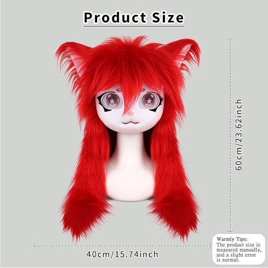 JUNBOON Furry Animal Headgear Beast Full Head Mask Headwear Doll Cosplay Costume Halloween Fursuit