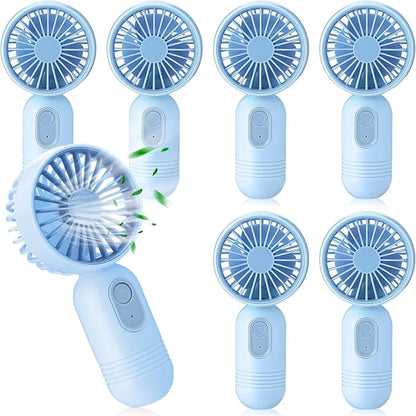 Mini Portable Fan Bulk Cute Handheld Lightweight Small Little Personal Hand Eyelash Fan 3 Speeds USB Rechargeable for Women Men Indoor Outdoor Makeup Travel Camping(Blue,6 Pcs)