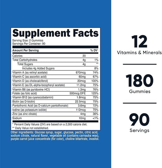Nutricost Multivitamin Gummies 180 Gummies (Mixed Berry Flavored Gummies) - 90 Serv, Gluten Free, Non-GMO, and Vegetarian Friendly