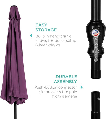 Best Choice Products 10ft Outdoor Steel Polyester Market Patio Umbrella w/Crank, Easy Push Button, Tilt, Table Compatible - Amethyst Purple