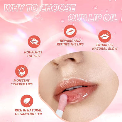 LANGMANNI Moisturizing Lip Oil,No-Sticky Lip Gloss Lip Balm Lip Care,Fruit Flavoured Lip Oil For Dry Lip's Moisturizing Hydrating And Nourishing ((Cherry+Coco))