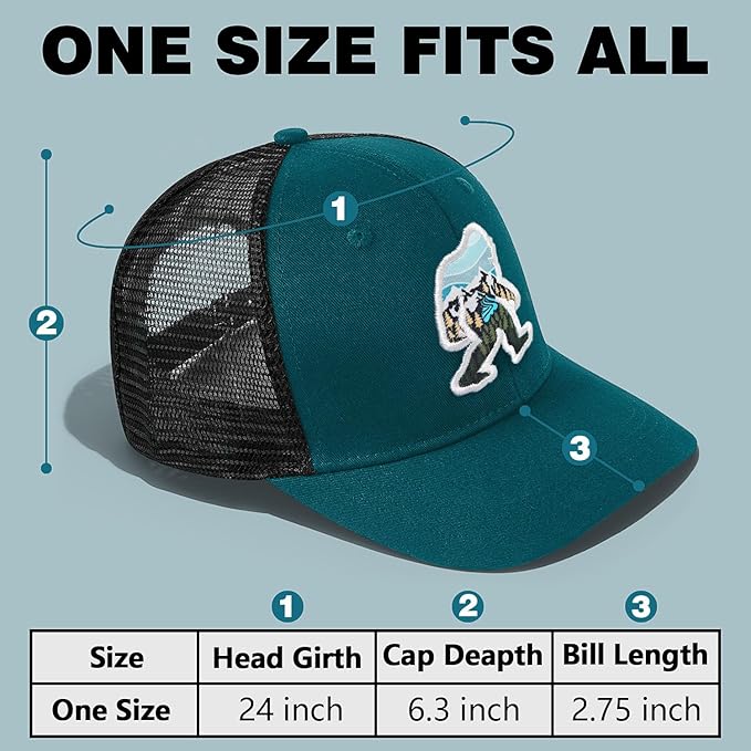 Mesh Bigfoot Hat Leather Cap for Men- Great Snapback Closure Sasquatch Hat for Hunting & Hiking