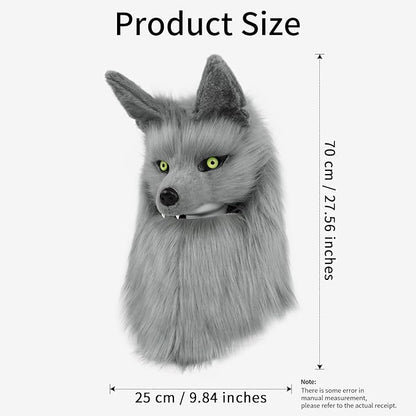 Furry Head Mask Animal Wolf Dog Plush Faux Fur Masks for Halloween Masquerade Cosplay Costume Props