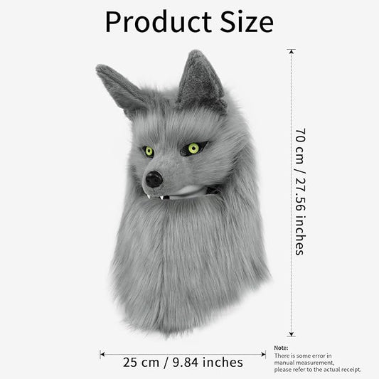 Furry Head Mask Animal Wolf Dog Plush Faux Fur Masks for Halloween Masquerade Cosplay Costume Props