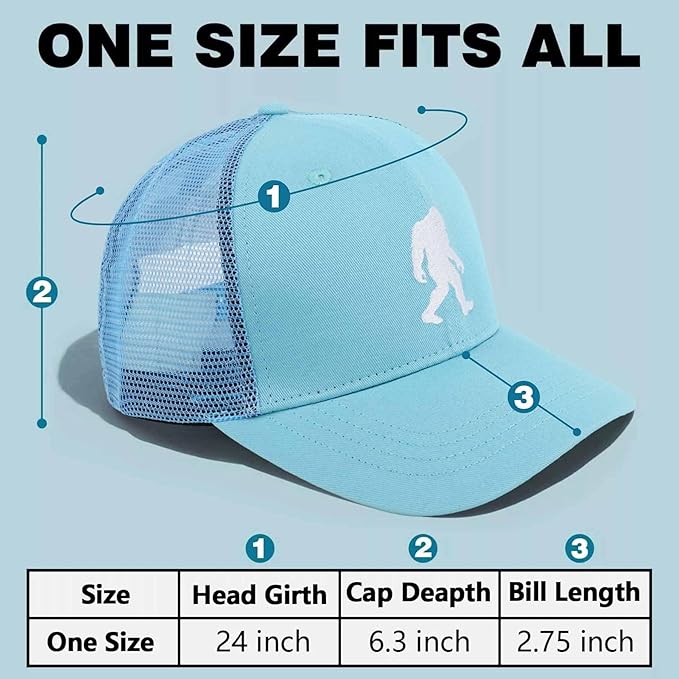 Mesh Bigfoot Hat Leather Cap for Men- Great Snapback Closure Sasquatch Hat for Hunting & Hiking