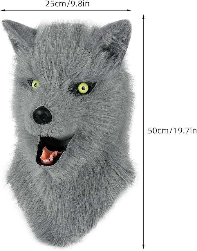HAOAN Furry Dog Mask Animal Wolf Full Head for Halloween Fancy Dress Party Cosplay Costume Women Men