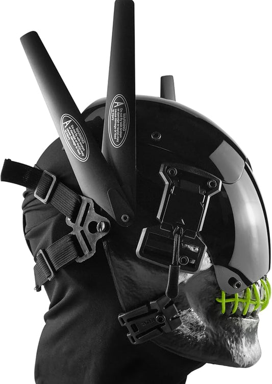 Punk Mask Cosplay for Men, Cyberpunk Skull Mask with LED Light, Techwear Mask Futuristic Mask for Adult