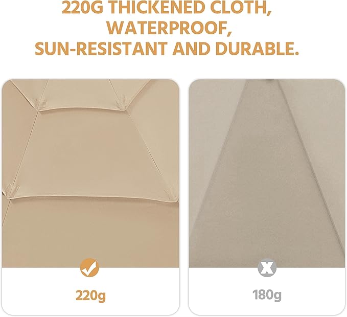 Yaheetech 3-Tier Patio Umbrella 10ft Vented Outdoor Canopy Sun Shade Large Market Table Umbrella Double-layer Cloth & Push-button Tilting for Yard/Garden/Park Tan