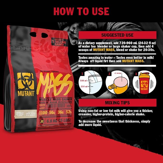Mutant Mass Weight Gainer Protein Powder - Mass Builder for Bulking and Lean Mass Gainer, The Weight Gainer Men Need to Bulk up – 5 Pound – Chocolate Fudge Brownie