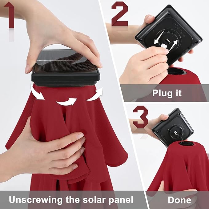 ABCCANOPY Durable Solar Led Patio Umbrellas with 32LED Lights 9FT (Burgundy)