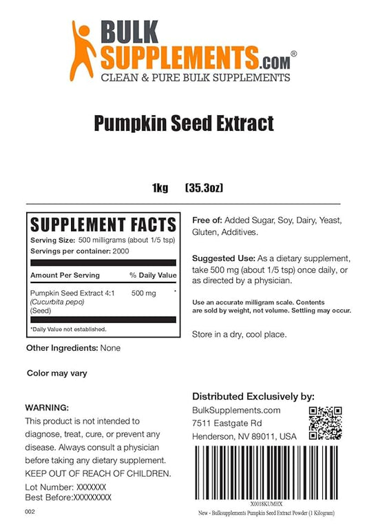 BulkSupplements.com Pumpkin Seed Extract Powder - Bladder Support - Prostate Supplements for Men - Pumpkin Powder - Prostate Support (5 Kilograms - 11 lbs)
