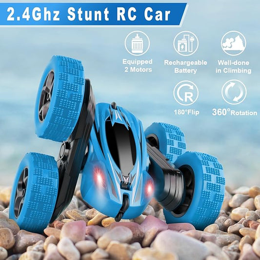 Remote Control Car, RC Cars Toys for Ages 5-7, 2.4GHz 4WD Fast RC Car Kids Toys for Ages 8-13, Double Sided 360° Rotating Monster Truck Toys for Girls RC Truck Toy Cars for Boys