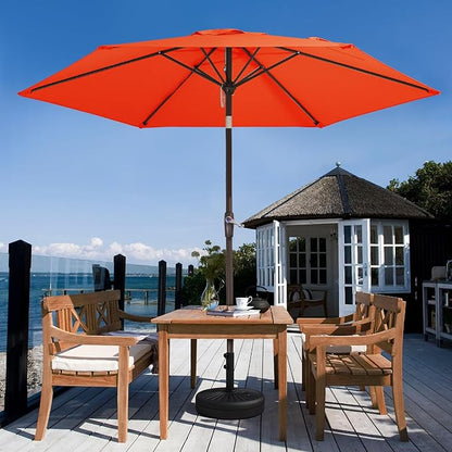 JEAREY 7.5FT Patio Umbrella Market Table Umbrella with 6 Sturdy Ribs, Push Button Tilt/Crank Outdoor Umbrella for Garden, Deck, Backyard, Pool and Beach,Orange