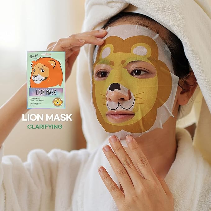 Epielle Character Sheet Masks 12 Pack, Animal Spa Mask, Korean Beauty Mask For All Skin Types, Kids Face Mask, Birthday Party Gift, Girls Night, Spa Day, Spa Night, Spa Gifts for Women