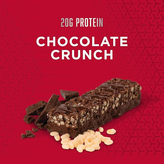 BSN Protein Crisp Bar, Protein Snack Bars, Crunch Bars with Whey Protein and Fiber, Gluten Free, Chocolate Crunch, 12 Count (Packaging May Vary)