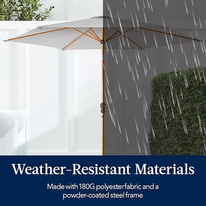 Best Choice Products 10ft Market Umbrella, Outdoor Sun Shade for Backyard, Deck, Poolside, Table w/Woodgrain Pattern, Easy Tilt & Crank - Fog Gray