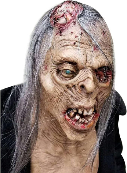 Kuberas Halloween Scary Zombie Mask Realistic Old Man Mask Horror Walking Dead Full Head Creepy Devil Cosplay Costume Mask