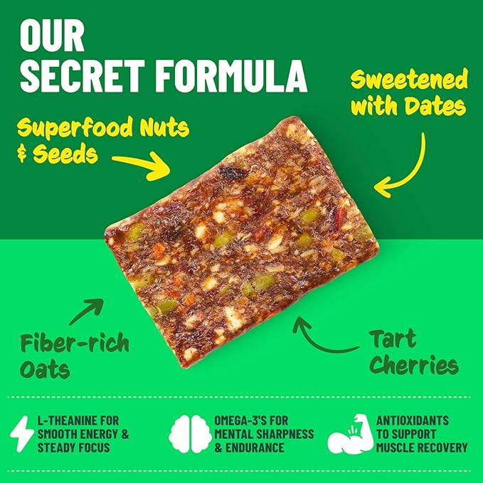 Caddy Snacks Chewy Cherry Almond – Healthy Snack Bars | Low Sugar | Vegan | Gluten Free | On-the-Go Golf Snack | 2.1 oz Bars, 12 Count