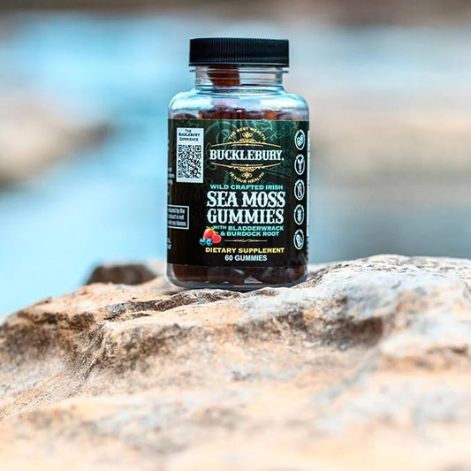 Wild Crafted Irish Sea Moss Gummies with Bladderwrack & Burdock Root - Chewable Natural Multivitamin Vegan Gummies for Immune, Thyroid, Digestive, and Gut Support - 60 Gummies