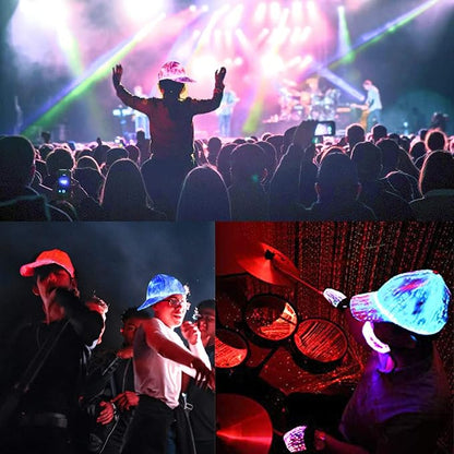Fiber optic cap LED hat with 7 colors luminous glowing EDC baseball hats USB Charging light up caps even party led crazy cap for event holiday