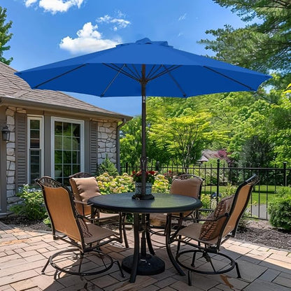 PatioKingdom 9FT Patio Outdoor Umbrella-UPF 50+ Sun Shade with Wind Vent, Push-Button Tilt & Smooth Crank Lift, Rust-Resistant Fiberglass Frame for Garden, Backyard,Yard