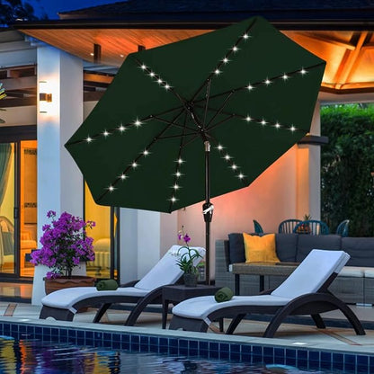 ABCCANOPY Durable Solar Led Patio Umbrellas with 24LED Lights 7.5FT (Forest Green)