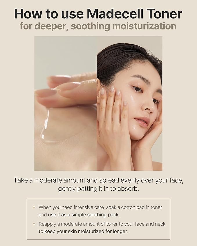 Madecell Derma Repair B5 Toner - Inner Skin Moisturizing & Soothing Essence Toner for Sensitive Skin with Dexpantenol & Madecassoside - Hypoallergenic, Vegan, Fragrance Free, 9.48 fl.oz.