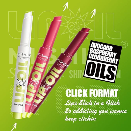 3 Colors Fat Lip Oil, Click Slick Moisturizing and Long-lasting Lip Balm, Non-stick and High Pigment Lip Glow Oil, Lightweight Lip Plumper with Coconut Oil Makeup (Set C)