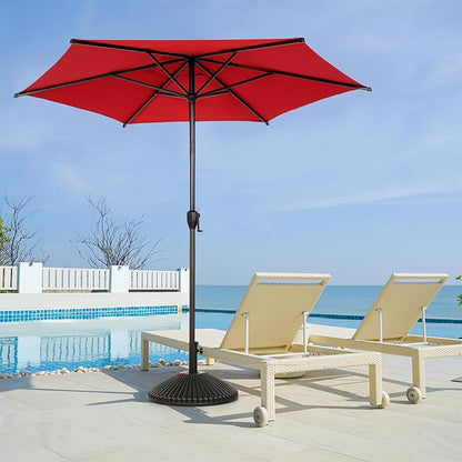 Abba Patio 9FT Lyon Outdoor Patio Umbrella Outdoor Table Umbrella with Push Button Tilt and Crank Market Umbrella 6 Sturdy Ribs UV Protection Waterproof for Garden Deck Backyard Pool，Red