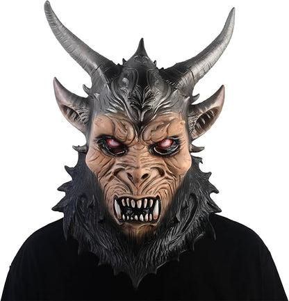 Voyiparty Demon Halloween Scary Latex Mask - Horror Black Devil Skull for Cosplay Costume Props - Adult