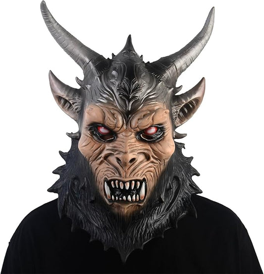 Voyiparty Demon Halloween Scary Latex Mask - Horror Black Devil Skull for Cosplay Costume Props - Adult