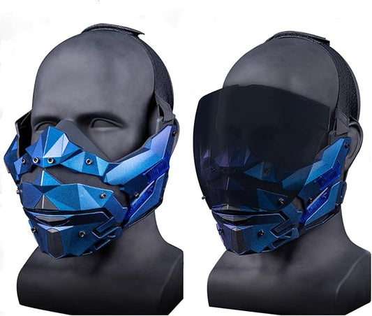 Punk Mask For Adults, Futuristic Mask, 2 Wearable Styles, Ideal For Cosplay Halloween Mask, Music Party