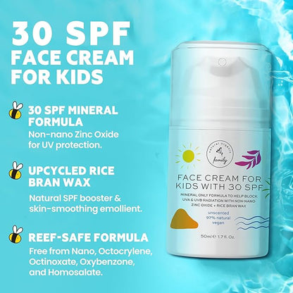 Gentle Face Cream SPF 30 Mineral Face Sunscreen – Lightweight, Non-Greasy Reef-Safe with Zinc Oxide, Niacinamide - Hydrating Botanicals – Broad-Spectrum UV Protection for All Skin Types