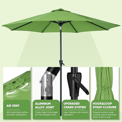 Tempera Patio Market Outdoor Table Umbrella with Push Button Tilt and Crank,Large Sun Umbrella with Sturdy Pole&Fade resistant canopy,Easy to set